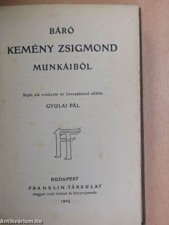 Báró Kemény Zsigmond munkáiból