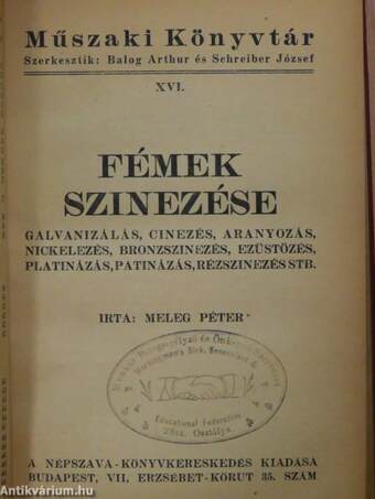 Mértékek és sulyok/Fémek szinezése/Faipari kézikönyv/A föltaláló utja