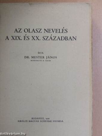 Az olasz nevelés a XIX. és XX. században