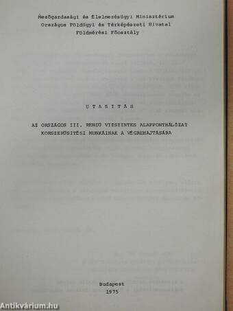 Utasítás a harmadrendü vízszintes alapponthálózat korszerűsítésére