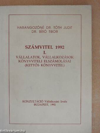 Számvitel 1992 I.