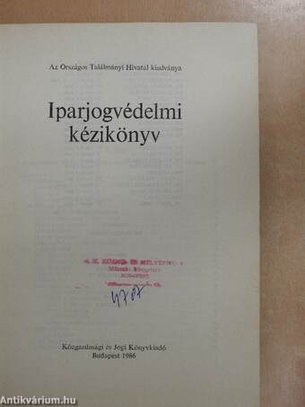 Iparjogvédelmi kézikönyv