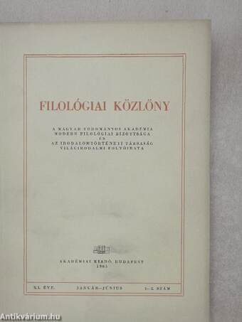 Filológiai Közlöny 1965. január-december I-II.