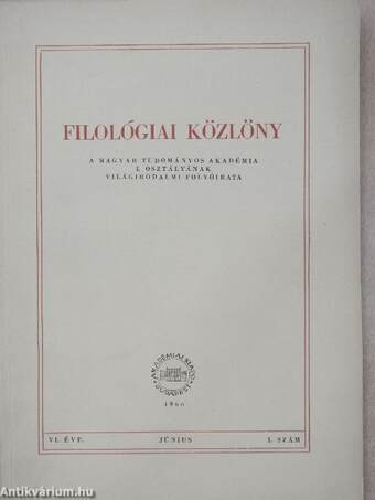 Filológiai Közlöny 1960/1-4. I-III.