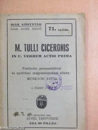 M. Tulli Ciceronis In C. Verrem actio prima I.