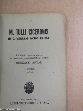 M. Tulli Ciceronis In C. Verrem actio prima I.