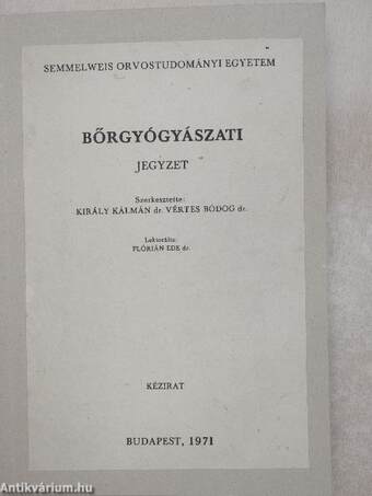 Bőrgyógyászati jegyzet