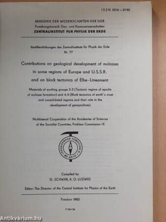 Contributions on geological development of molasses in some regions of Europe and U.S.S.R. and on block tectonics of Elbe-Lineament