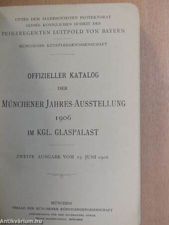 Offizieller Katalog der Münchener Jahres-Ausstellung 1906/Bayerische Kunst 1800-1850