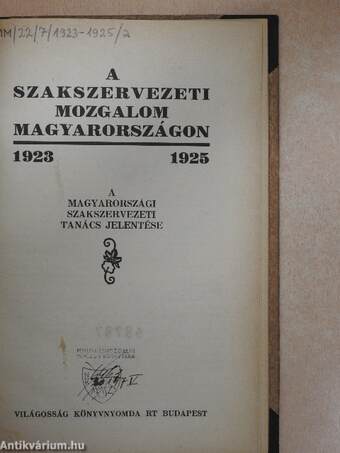 A szakszervezeti mozgalom Magyarországon 1923-1925