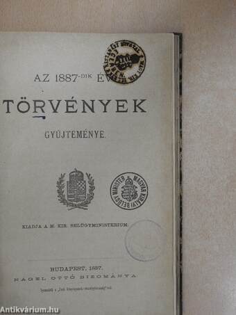 Az 1887-dik évi törvények gyüjteménye