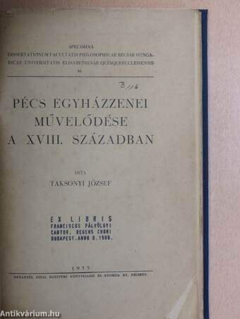 Pécs egyházzenei művelődése a XVIII. században