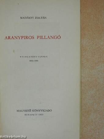 Aranypiros pillangó (dedikált példány)