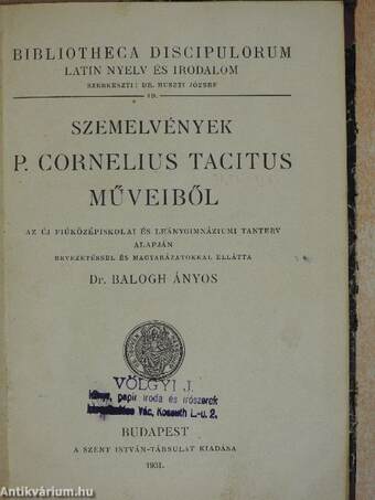 Szemelvények P. Cornelius Tacitus Műveiből