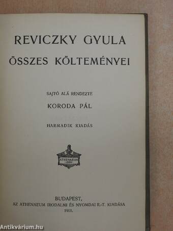 Reviczky Gyula összes költeményei