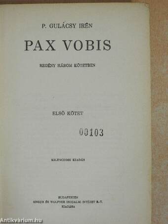 Pax Vobis I-III.