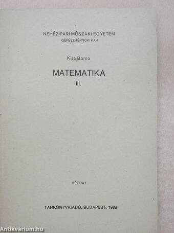 Matematika III.