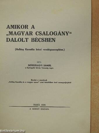 Amikor a "Magyar csalogány" dalolt Bécsben