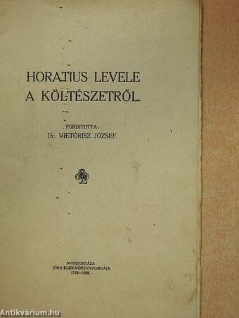 Horatius levele a költészetről