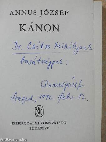 Kánon (dedikált példány)