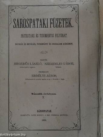 Sárospataki Füzetek 1859. május 20.