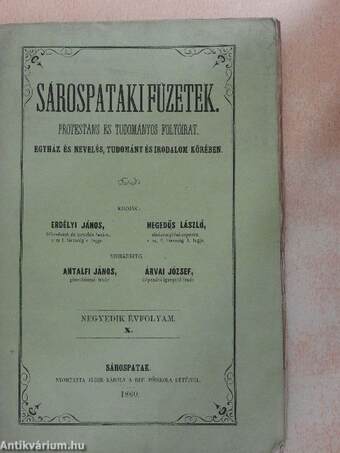 Sárospataki Füzetek 1860. november 28.