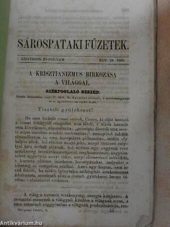 Sárospataki Füzetek 1860. november 28.