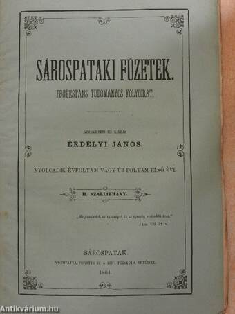 Sárospataki Füzetek 1864/II.