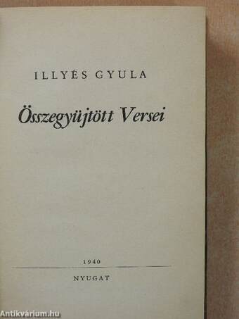 Illyés Gyula Összegyüjtött Versei