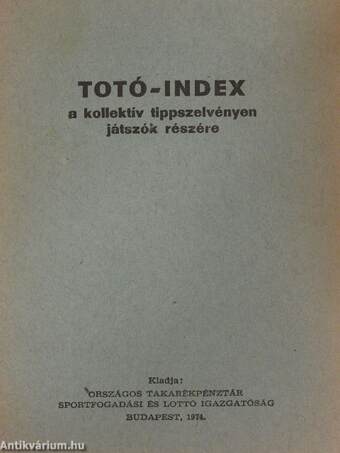 Totó-index a kollektív tippszelvényen játszók részére