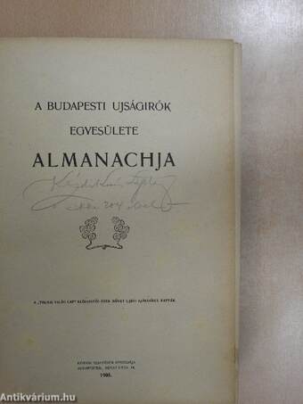 A Budapesti Ujságirók Egyesülete Almanachja 1905.