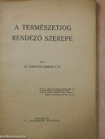 A természetjog rendező szerepe