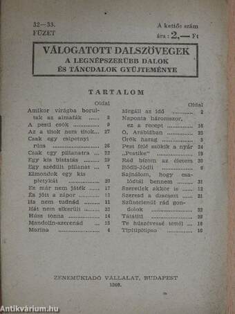 Válogatott dalszövegek 32-33.