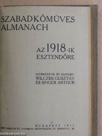 Szabadkőmüves Almanach az 1918-ik esztendőre