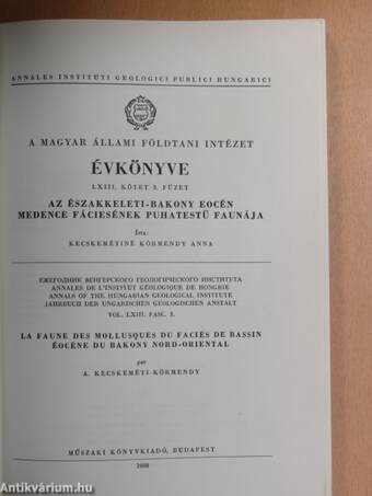 A Magyar Állami Földtani Intézet Évkönyve LXIII. kötet 3. füzet