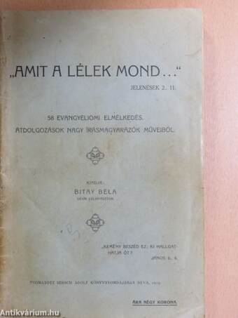 "Amit a lélek mond..."