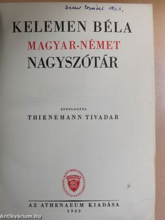 Német-magyar és magyar-német nagyszótár I-II.