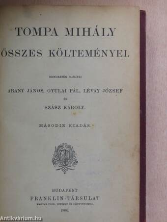 Tompa Mihály összes költeményei