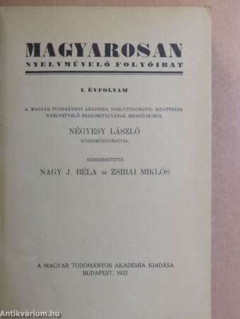 Magyarosan 1932-1936. január-december