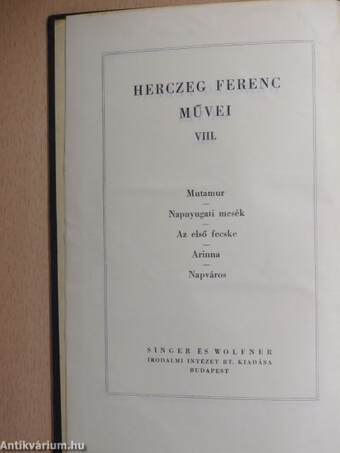 Herczeg Ferenc művei VIII.