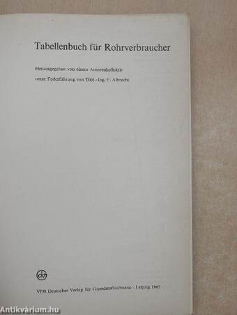 Tabellenbuch für Rohrverbraucher