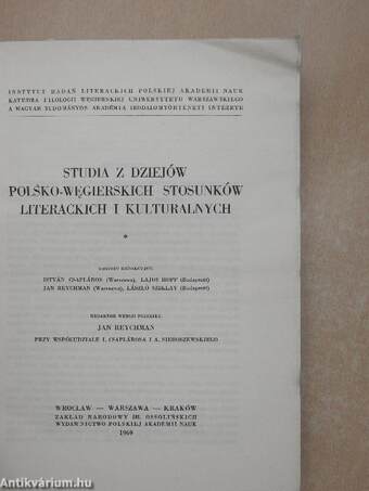 Tanulmányok a magyar-lengyel irodalmi és kulturális kapcsolatok köréből