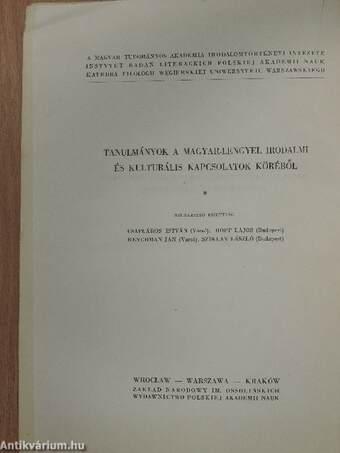 Tanulmányok a magyar-lengyel irodalmi és kulturális kapcsolatok köréből