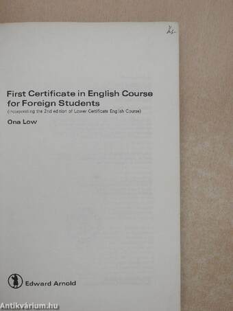 First Certificate in English Course for Foreign Students