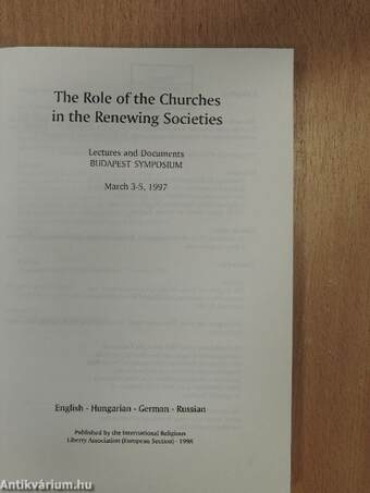 The Role of the Churches in the Renewing Societies