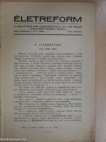 Élet-reform 1933. február