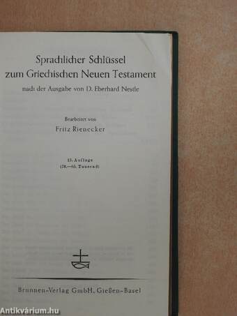 Sprachlicher Schlüssel zum Griechischen Neuen Testament