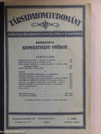 Társadalomtudomány 1942. március-április