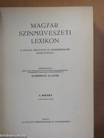 Magyar Színművészeti Lexikon I-IV.