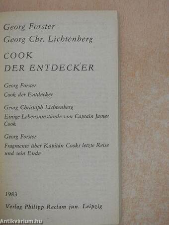 Cook der Entdecker - Schriften über James Cook